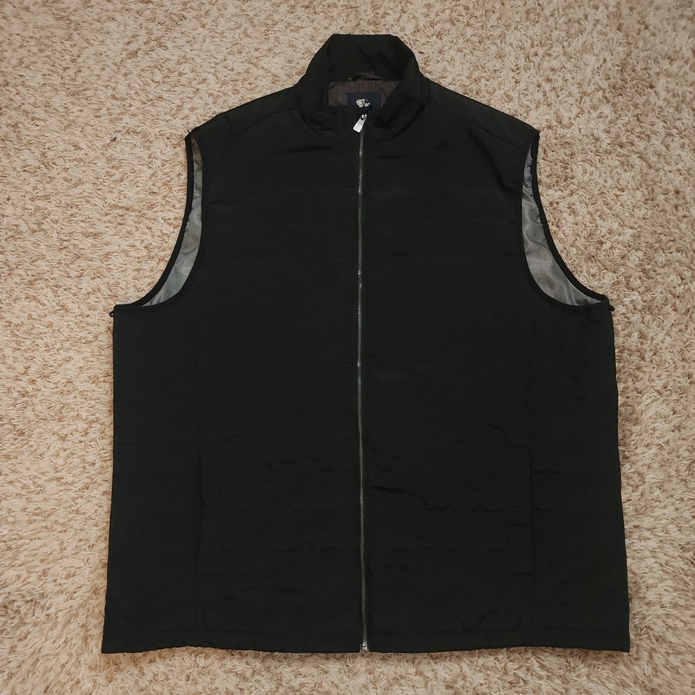 Hart Schaffner Marx Vest Men 3XT Black Full Zip Mock Neck Quilted Lined Big Tall